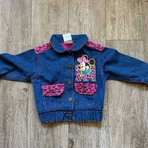 Vintage 90s Disney Mickey Stuff Minnie Mouse Jean Jacket Kids 18 Months